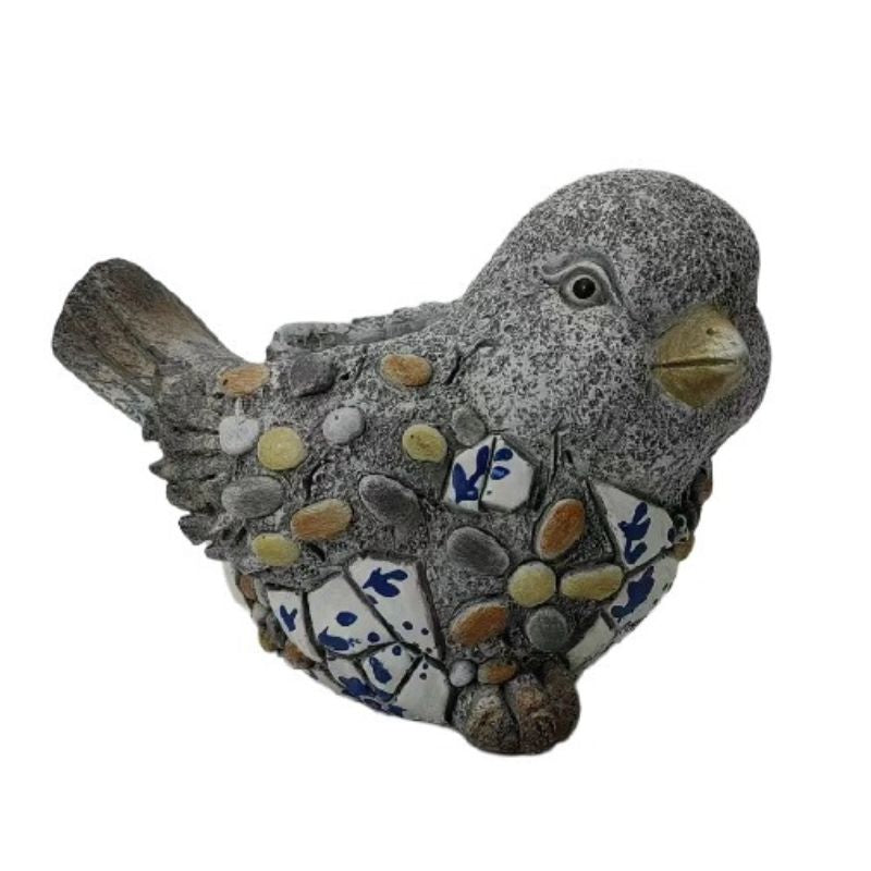 Willow &amp; Silk Polyresin 31.5cm Blue/ White Bird Garden Pot Planter