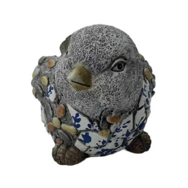 Willow &amp; Silk Polyresin 31.5cm Blue/ White Bird Garden Pot Planter