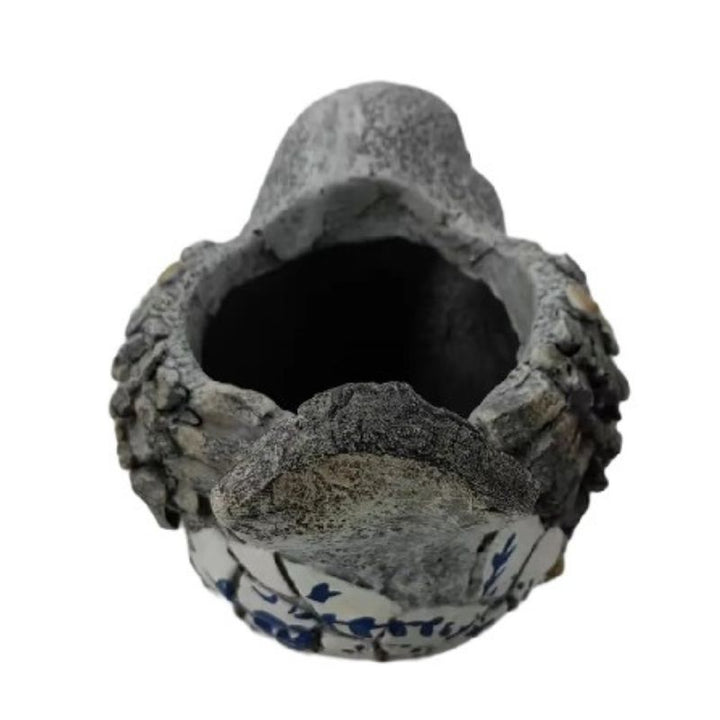 Willow &amp; Silk Polyresin 31.5cm Blue/ White Bird Garden Pot Planter