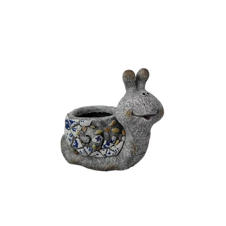 Willow &amp; Silk Polyresin 33.5cm Happy Snail Garden/ Home Pot Planter
