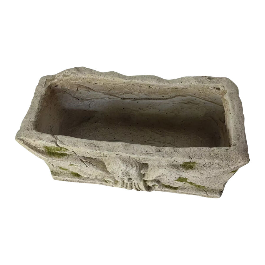 Willow &amp; Silk Aged Rectangular Planter with Angel 37x19.5x18cm