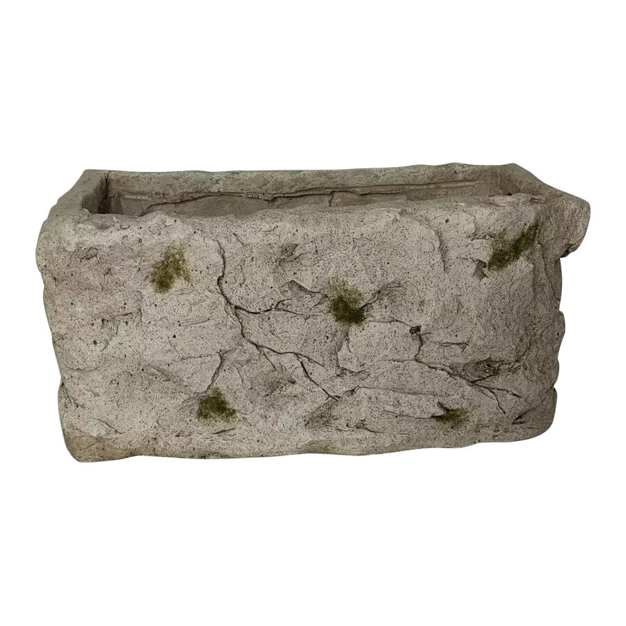 Willow &amp; Silk Aged Rectangular Planter with Angel 37x19.5x18cm