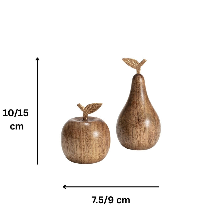 Willow &amp; Silk Apple &amp; Pear Ornament Handmade 15cm/10cm Set Of 2