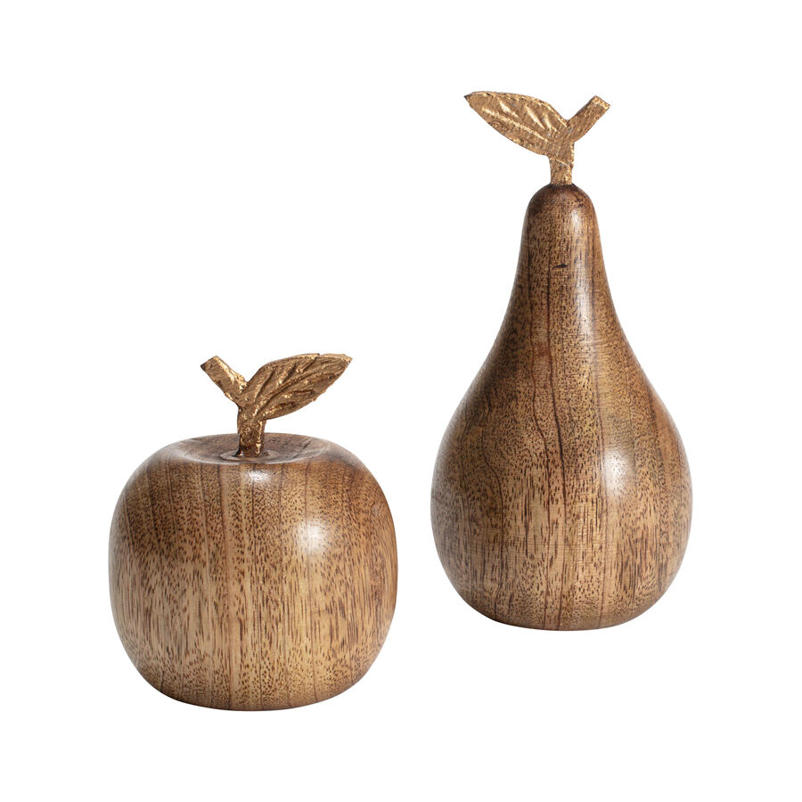 Willow &amp; Silk Apple &amp; Pear Ornament Handmade 15cm/10cm Set Of 2