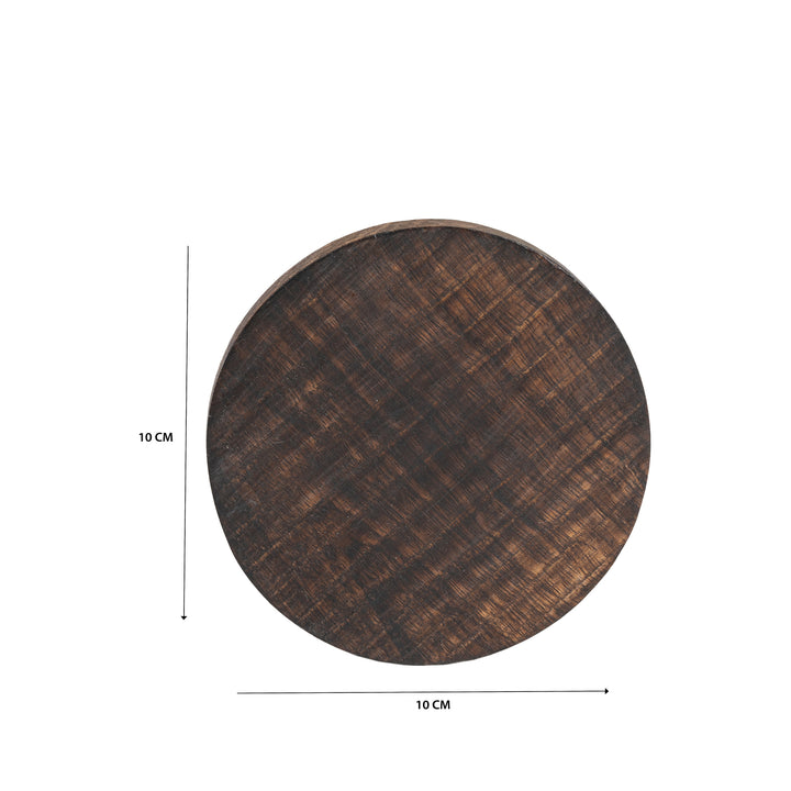 Willow &amp; Silk Tea Coaster Set Handmade Wooden Burnt Finish 4pc 10cm