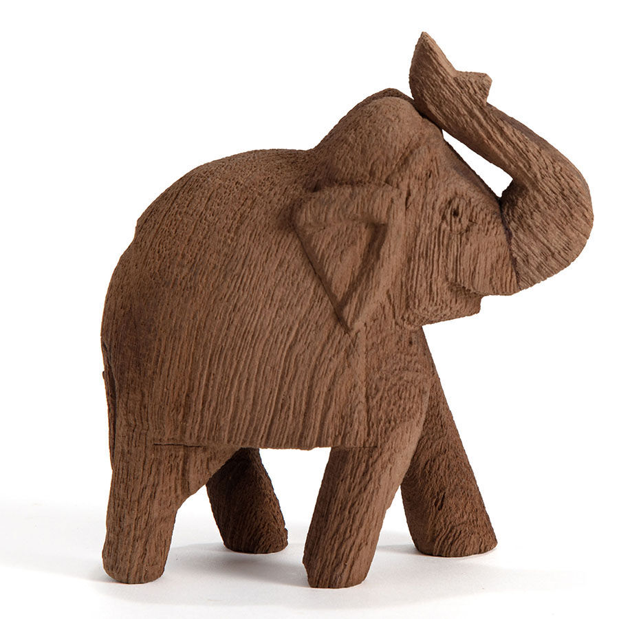 Willow &amp; Silk Boho Tribal Wooden 12cm Brown Elephant/Animal Ornament