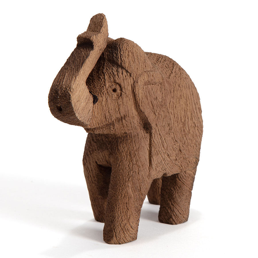 Willow &amp; Silk Boho Tribal Wooden 12cm Brown Elephant/Animal Ornament