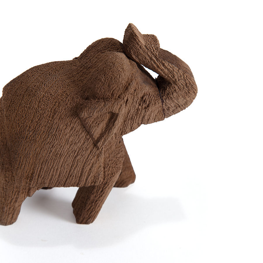 Willow &amp; Silk Boho Tribal Wooden 12cm Brown Elephant/Animal Ornament