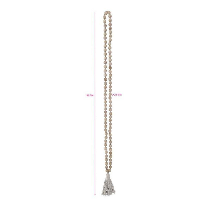 Willow &amp; Silk Handmade 120cm Wooden Beaded Garland w/Tassel