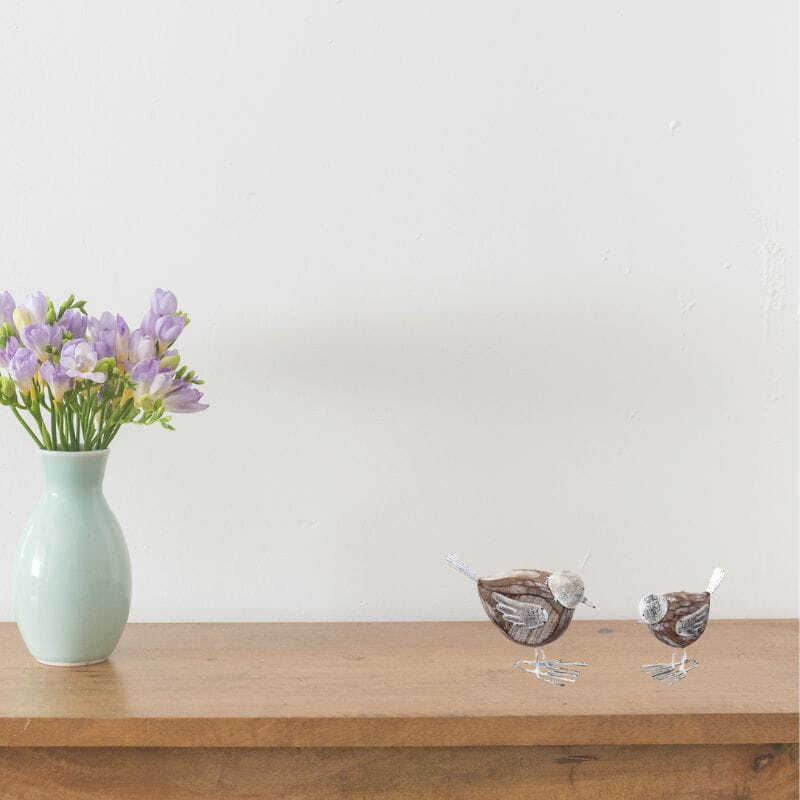 Willow &amp; Silk Set of 2 Mother &amp; Baby Bird 15.5cm/11cm Figurine