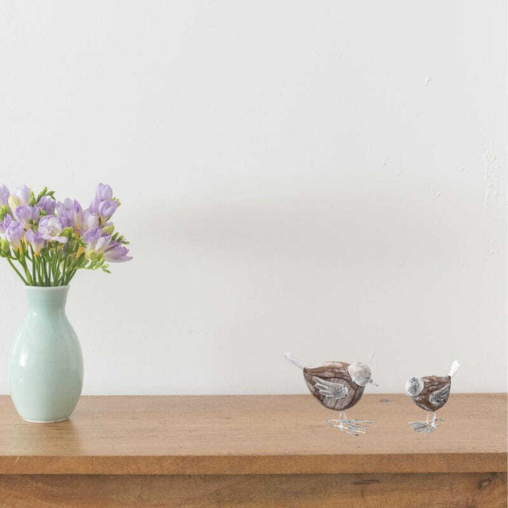 Willow &amp; Silk Set of 2 Mother &amp; Baby Bird 15.5cm/11cm Figurine