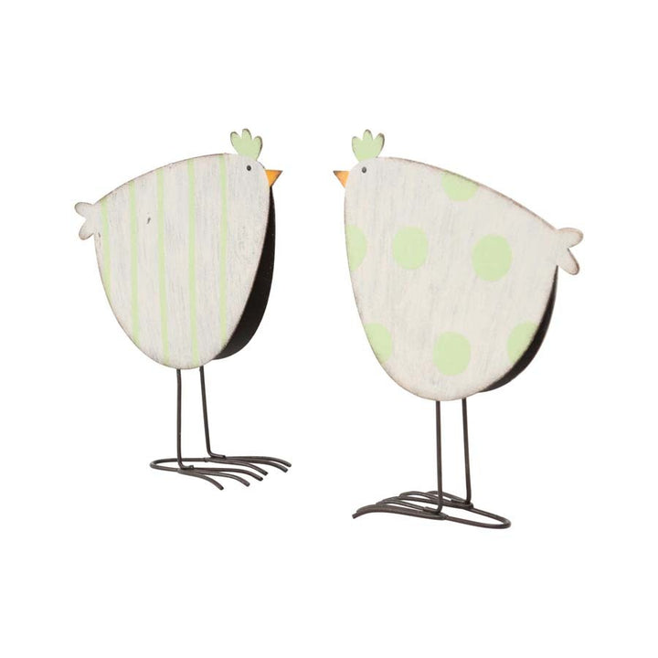 Willow &amp; Silk Metal 17.5cm Set of 2 Stripe &amp; Spot Chook Ornament