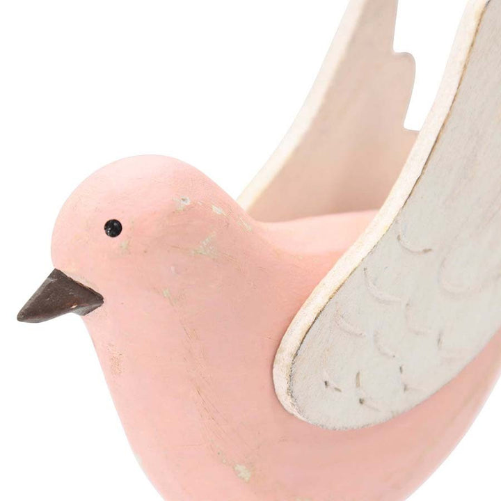 Willow &amp; Silk Mum &amp; Child Set of 2 Pink 13cm/10cm Birds Ornament