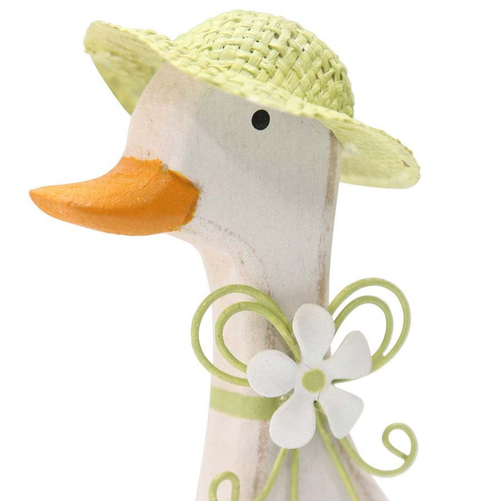 Willow &amp; Silk Wooden 25.5cm Set of 2 Glamorous White Ducks w/Caps Figurine