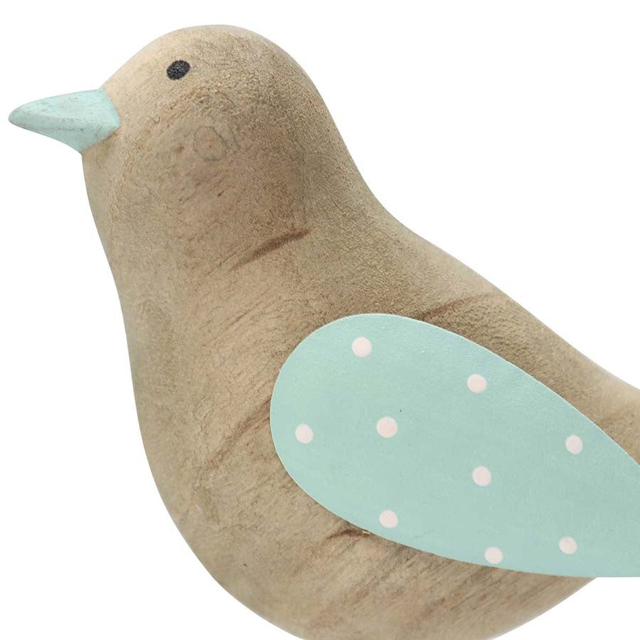 Willow &amp; Silk Wooden 14cm Set of 2 Shabby Birds Ornament