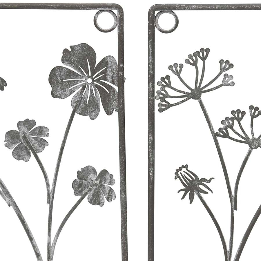 Willow &amp; Silk Metal 20.5cm Set of 2 Plant In Pot w/ Bird Grey Wall Art