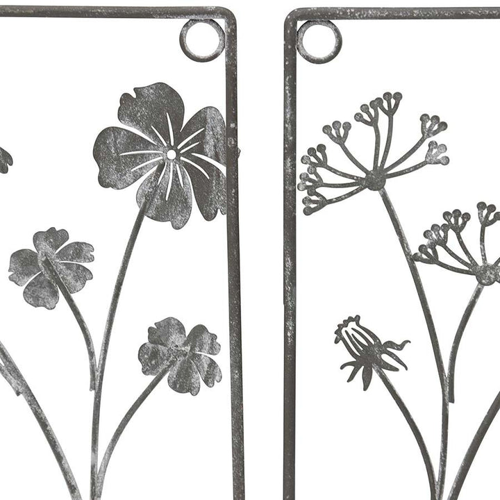 Willow &amp; Silk Metal 20.5cm Set of 2 Plant In Pot w/ Bird Grey Wall Art