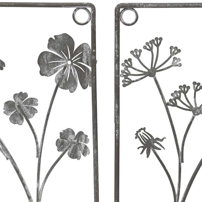Willow &amp; Silk Metal 20.5cm Set of 2 Plant In Pot w/ Bird Grey Wall Art