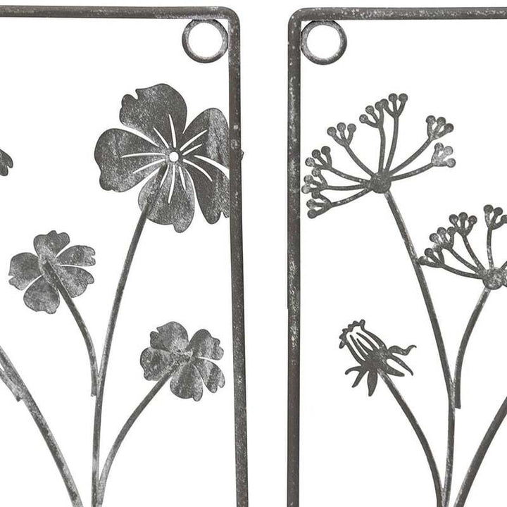 Willow &amp; Silk Metal 20.5cm Set of 2 Plant In Pot w/ Bird Grey Wall Art