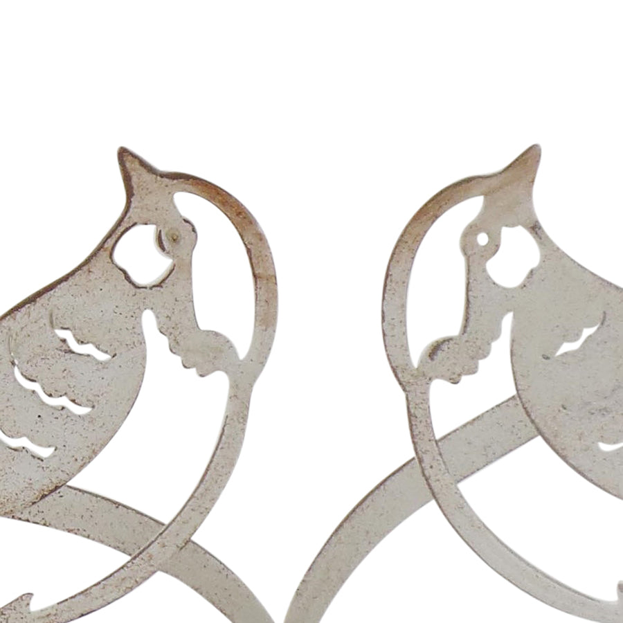 Willow &amp; Silk Set of 2 White 20/15cm Lovebirds Heart Table Decor/Ornament
