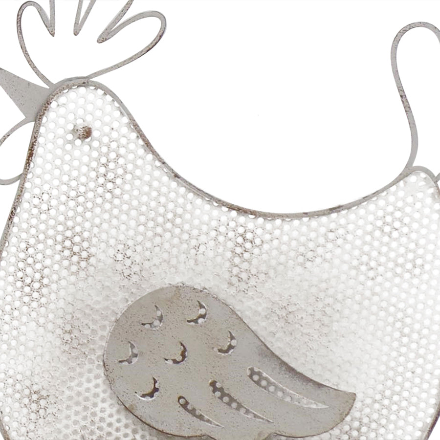 Willow &amp; Silk Set of 2 White 19cm/14.5cm Polka Dot Chook Table Ornaments