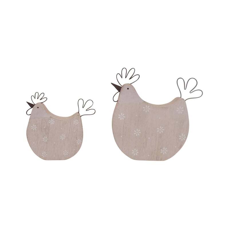 Willow &amp; Silk Set of 2 Pink 17cm/12.5cm Polka Dot Chook Ornaments