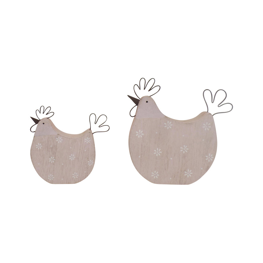 Willow &amp; Silk Set of 2 Pink 17cm/12.5cm Polka Dot Chook Ornaments