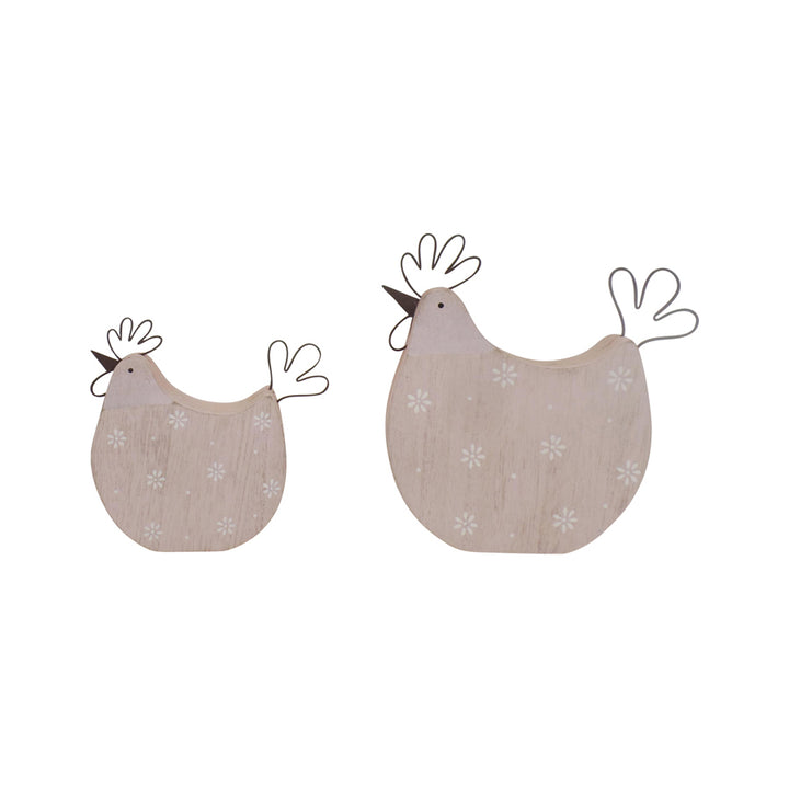 Willow &amp; Silk Set of 2 Pink 17cm/12.5cm Polka Dot Chook Ornaments