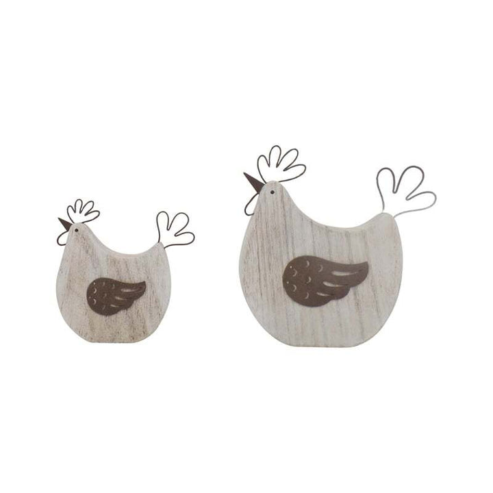 Willow &amp; Silk Set of 2 Rustic 17cm/12.5cm Polka Dot Chook Ornaments
