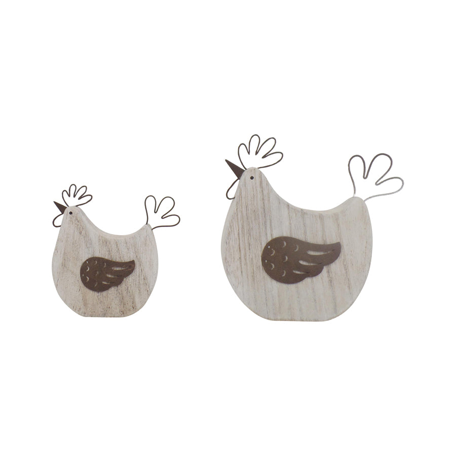 Willow &amp; Silk Set of 2 Rustic 17cm/12.5cm Polka Dot Chook Ornaments