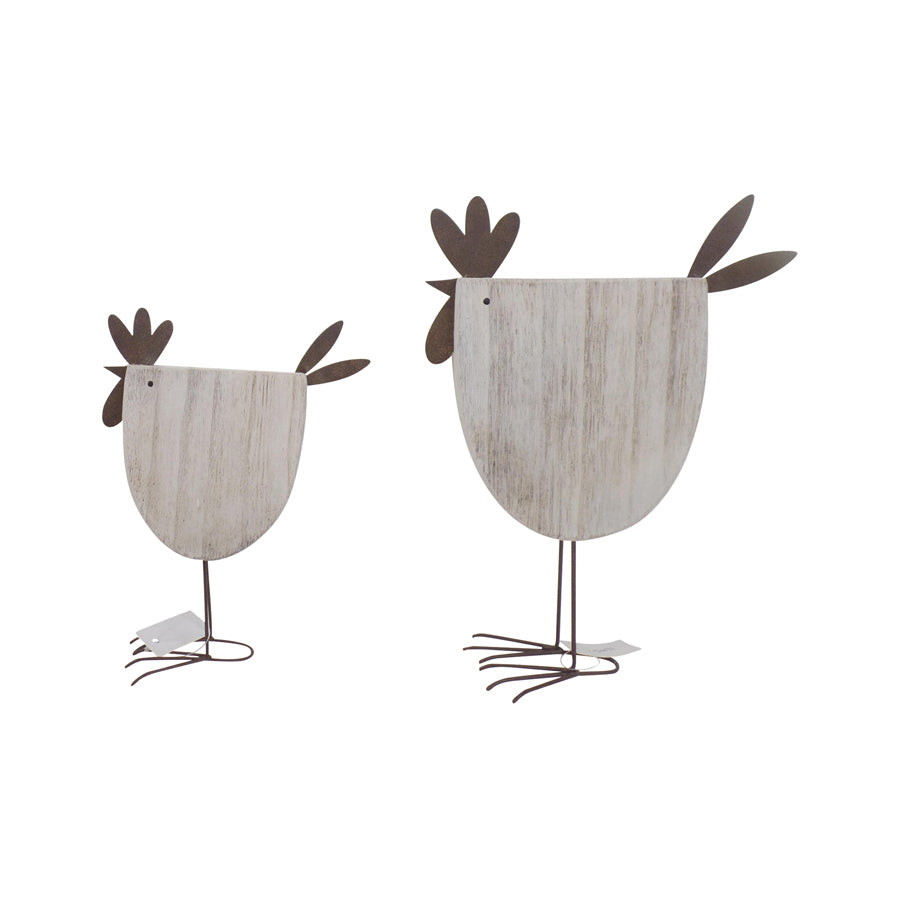 Willow &amp; Silk Set of 2 Standing Chook Ornaments Rust 22.5cm/17.5cm
