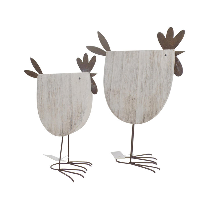 Willow &amp; Silk Set of 2 Standing Chook Ornaments Rust 22.5cm/17.5cm