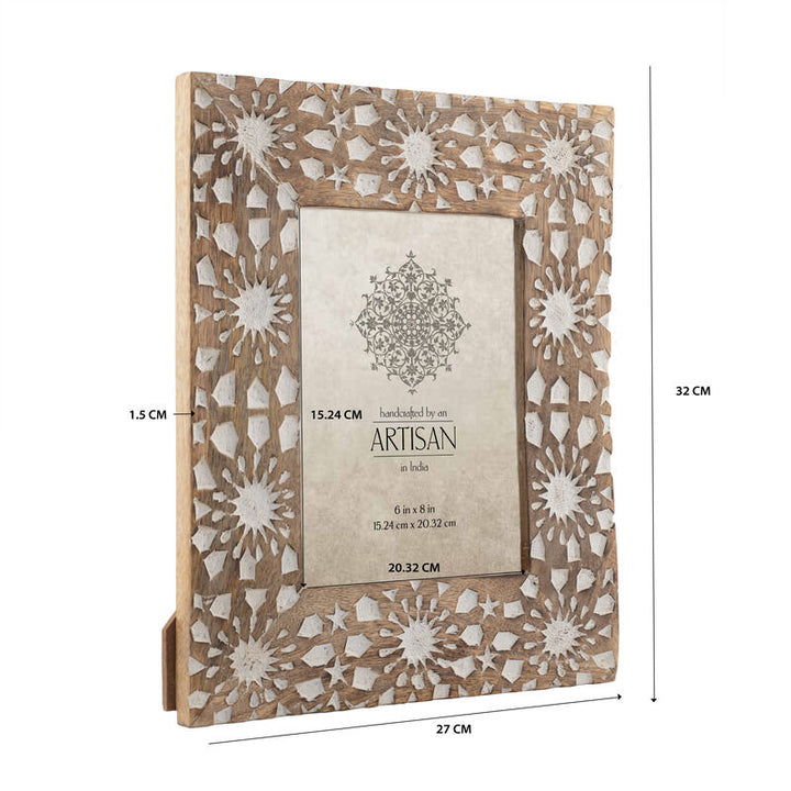 Willow &amp; Silk Photo Frame Handmade Wooden 31.5cm Sunflower Table Decor