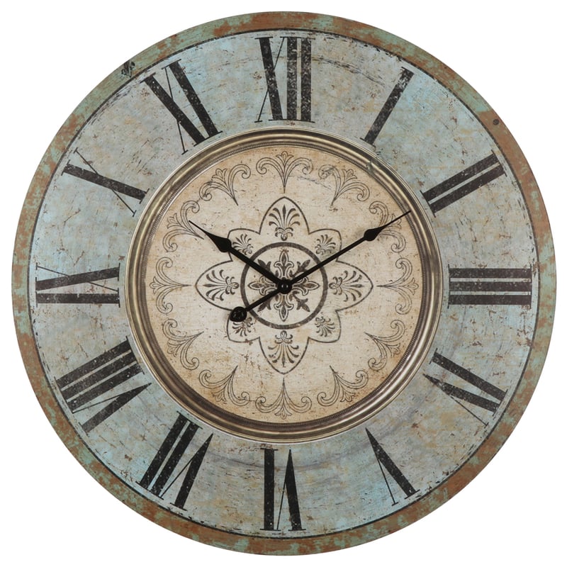 Willow &amp; Silk Wall Clock Fleur Design Roman Numeral 60cm Multicolour