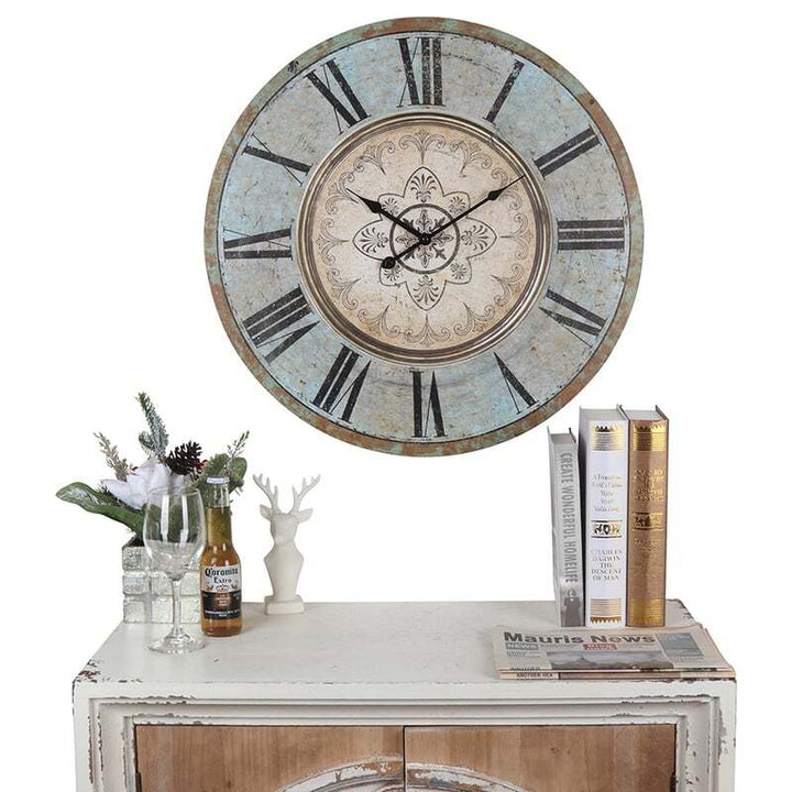 Willow &amp; Silk Wall Clock Fleur Design Roman Numeral 60cm Multicolour