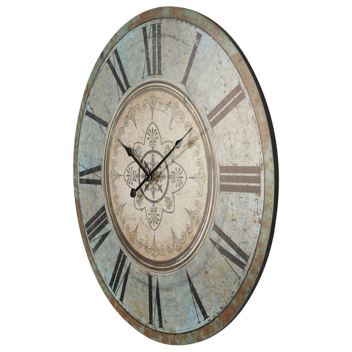 Willow &amp; Silk Wall Clock Fleur Design Roman Numeral 60cm Multicolour