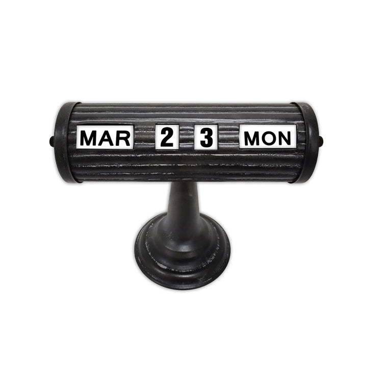 Willow &amp; Silk Tabletop Calendar Vintage Metal 24cm Distressed Black
