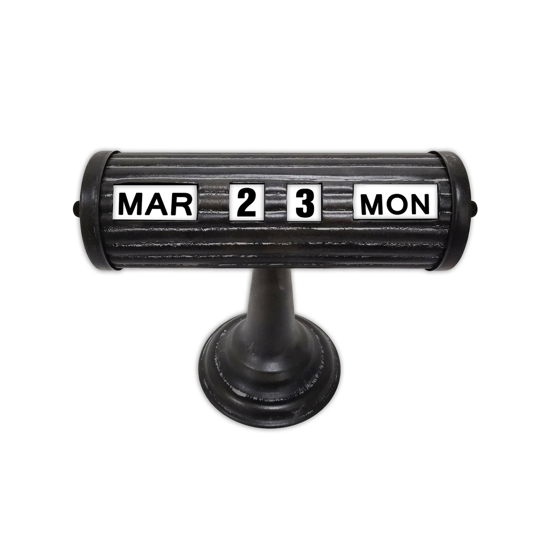 Willow &amp; Silk Tabletop Calendar Vintage Metal 24cm Distressed Black