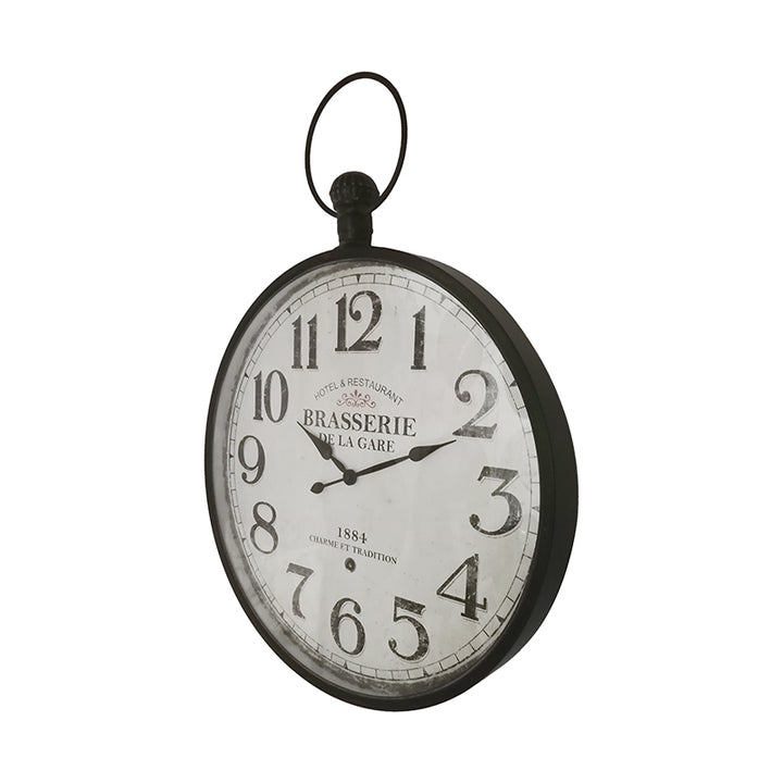 Willow &amp; Silk Wall Clock Glass Front Brasserie 60cm Metal/Wooden