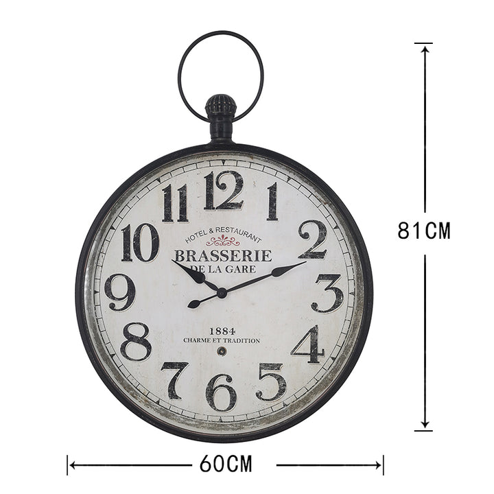 Willow &amp; Silk Wall Clock Glass Front Brasserie 60cm Metal/Wooden