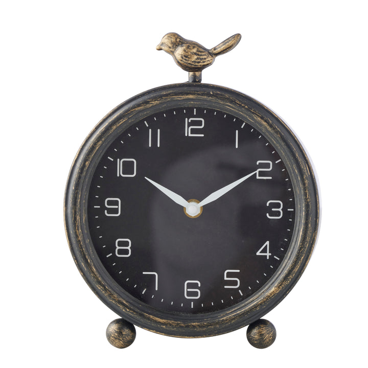 Willow &amp; Silk Vintage Style Table Clock W/Bird 18.5x5.5.22.5cm