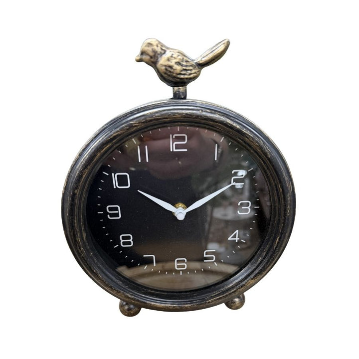 Willow &amp; Silk Vintage Style Table Clock W/Bird 18.5x5.5.22.5cm