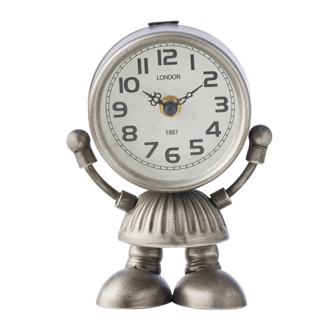 Willow &amp; Silk Silver Robot Table Clock 13x7x17.5