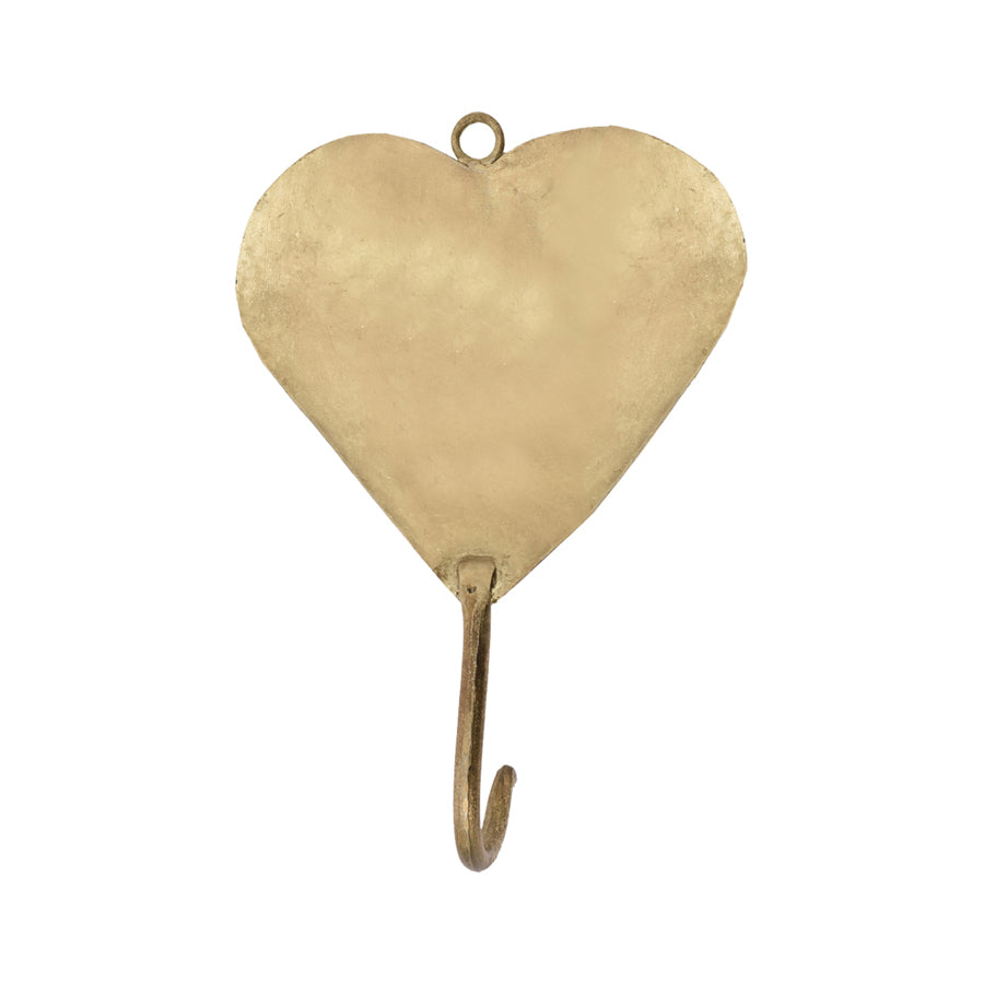 Willow &amp; Silk Antique Gold 19cm Set of 4 Coat/Scarf Heart Wall Hooks