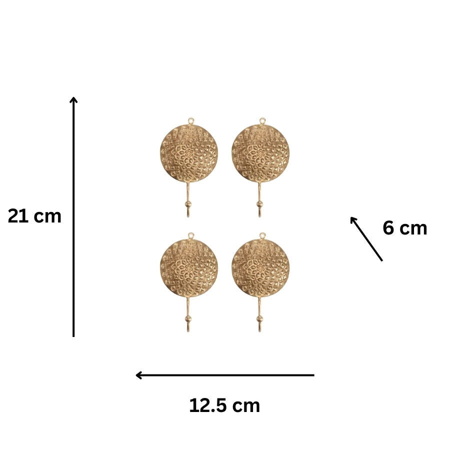Willow &amp; Silk Metal 21cm Set of 4 Mandala Hat/Scarf Round Wall Hooks