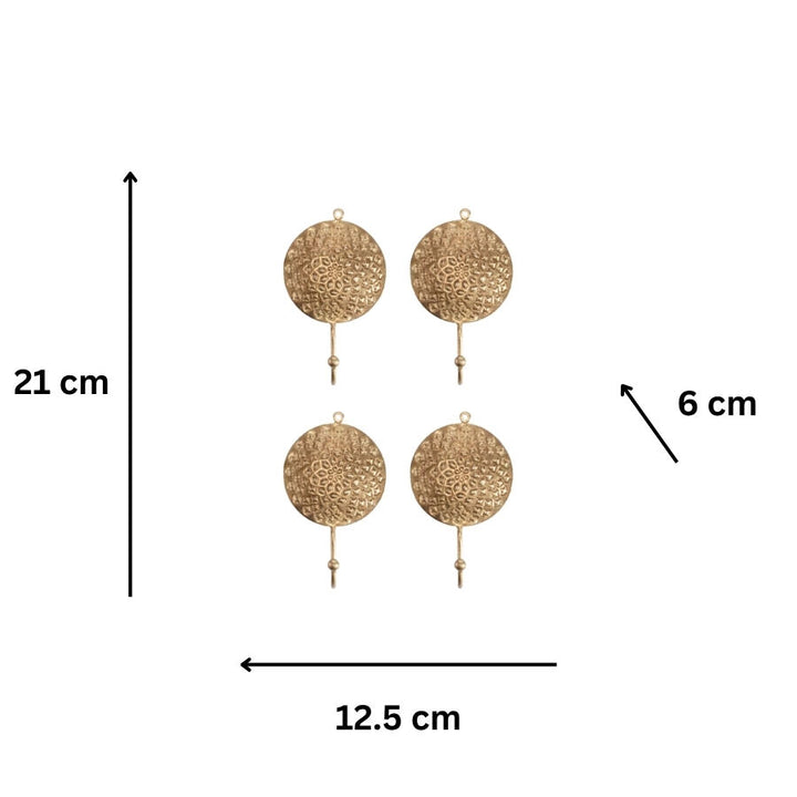 Willow &amp; Silk Metal 21cm Set of 4 Mandala Hat/Scarf Round Wall Hooks