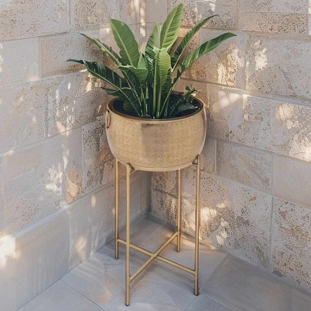 Willow &amp; Silk Antique Gold Stilted Planter