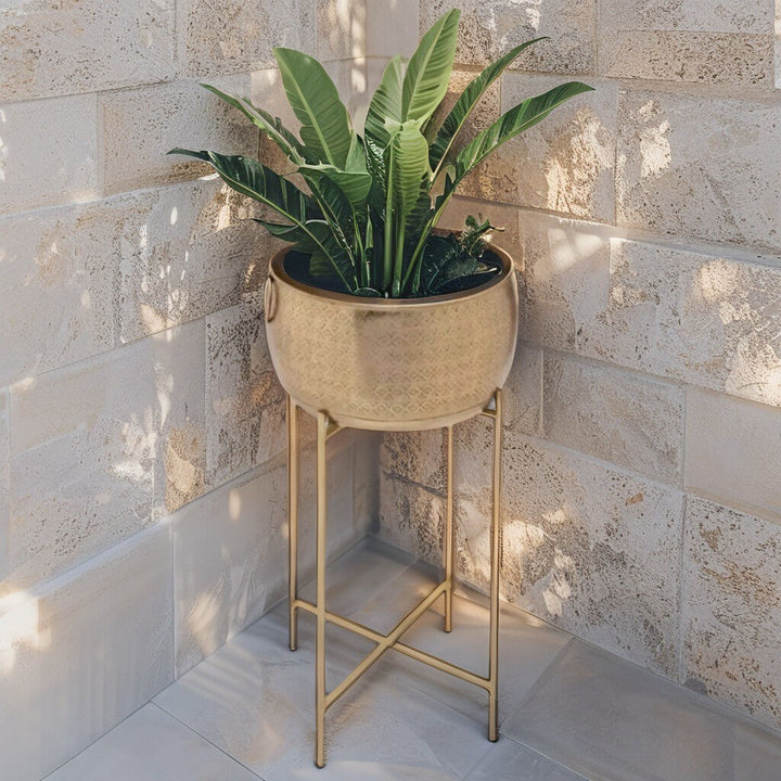 Willow &amp; Silk Antique Gold Stilted Planter