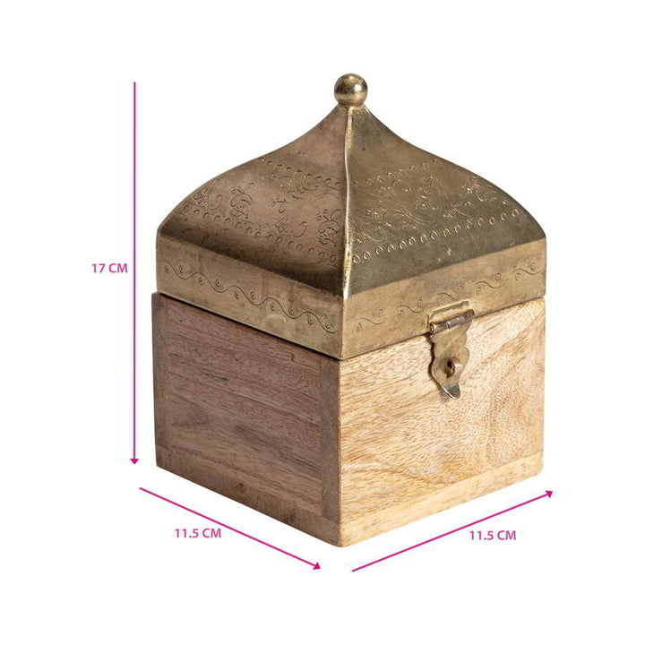 Willow &amp; Silk Trinket Box Moroccan Handcrafted Square 17cm Antique Gold