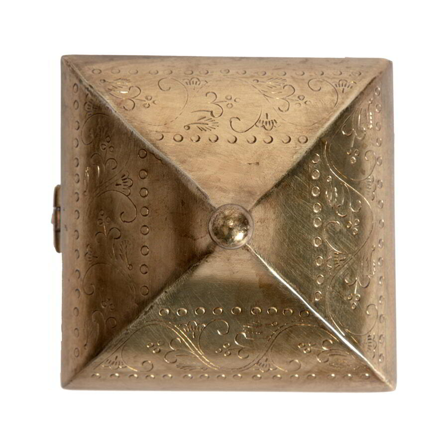 Willow &amp; Silk Trinket Box Moroccan Handcrafted Square 17cm Antique Gold